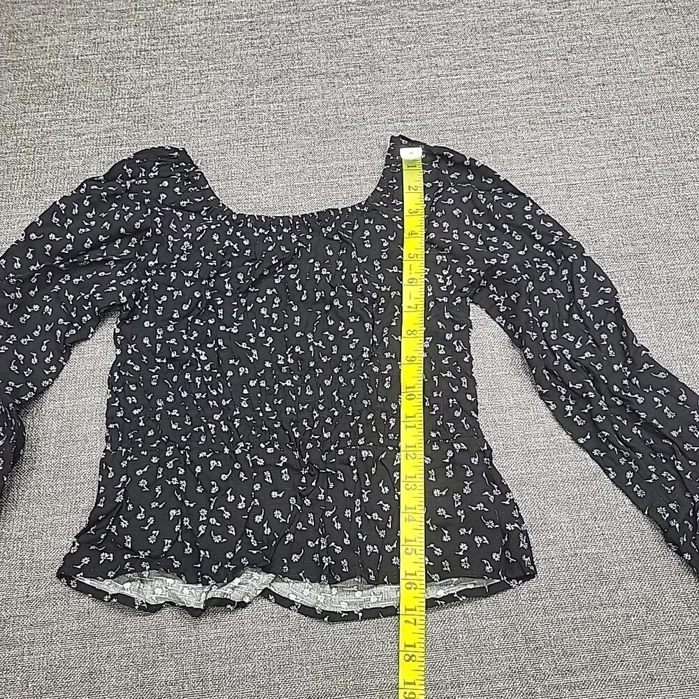 Art Class Girls Long Sleeves Ruched Waist Blouse Top Large Size 10/12 Black